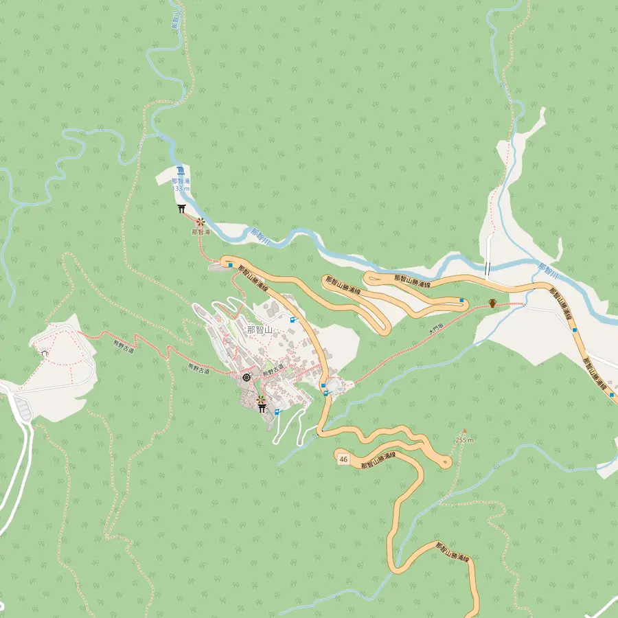 Map of Nachisan with Daimon-zaka, Kumano Nachi Taisha, Seiganto-ji and Nachi Falls